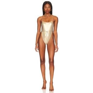 Monica Hansen Beachwear‎ Galaxy One Piece Swimsuit in Metallic Silver Size Small